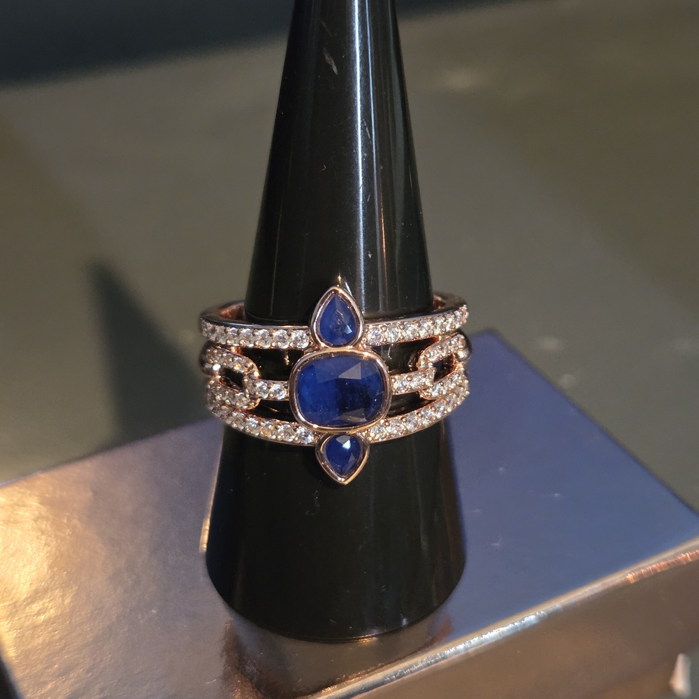 Elegant Blue and Silver Gemstone Ring OG Collection